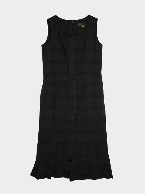 Garment Dyed Check Dress, Black
