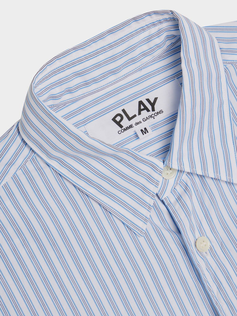 Women Black Heart Striped Shirt II | Comme des Garcons PLAY | 7017
