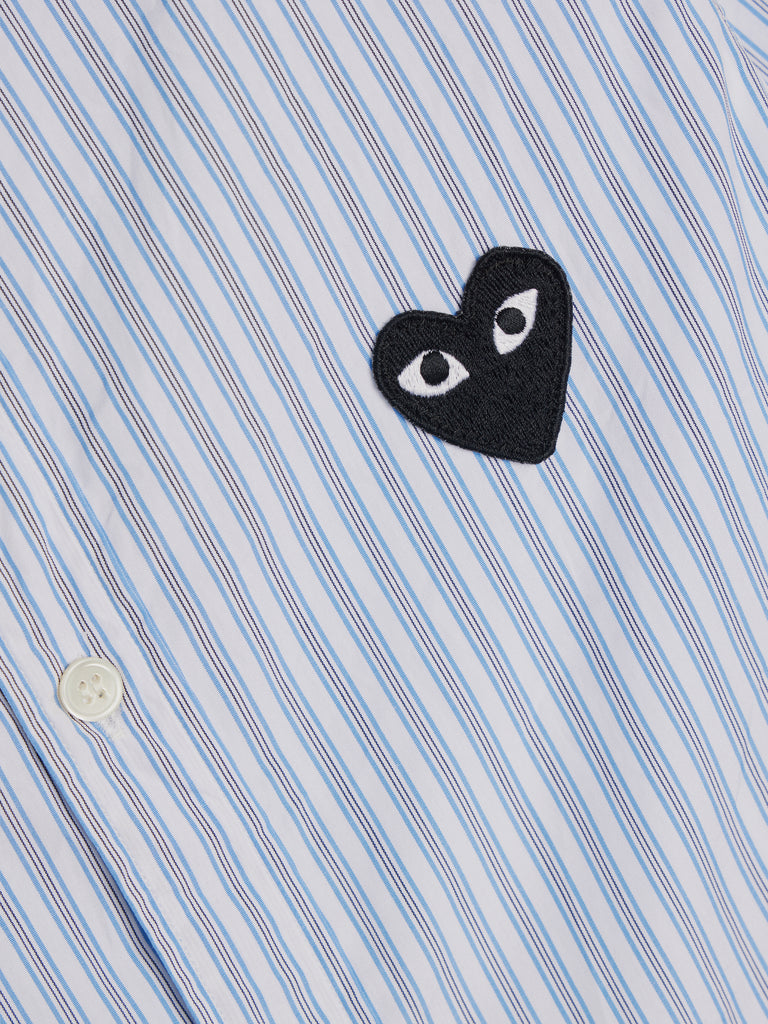Women Black Heart Striped Shirt II | Comme des Garcons PLAY | 7017