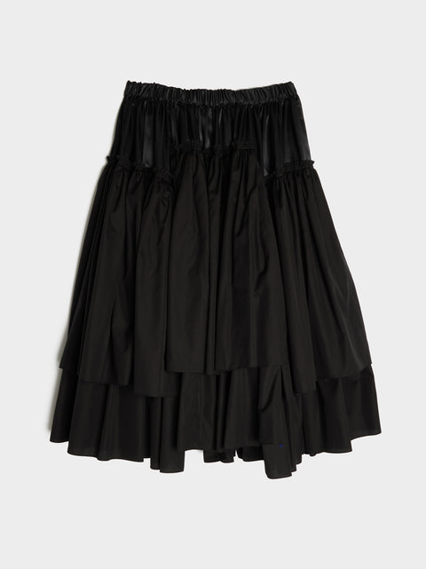 Cotton Polyester Satin Skirt, Black