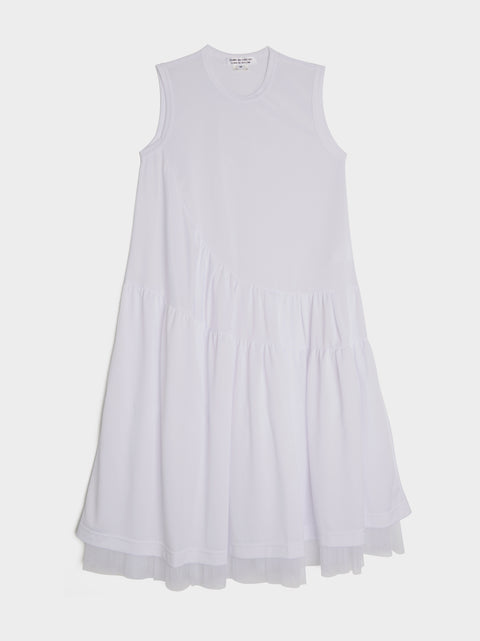 Polyester Honeycomb Nylon Tulle Dress, White