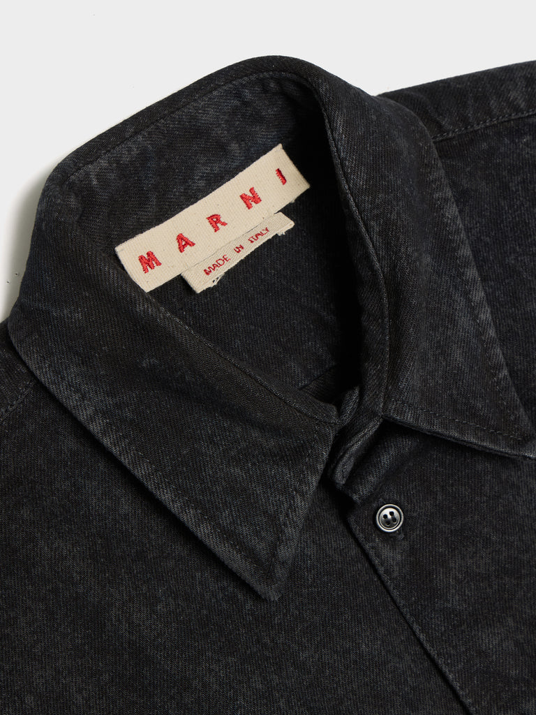 MARNI　SOFT COTTON DENIM SHIRTS　BLACK Marble Dyed Cotton Denim Shirt | Marni | 7017 REIGN
