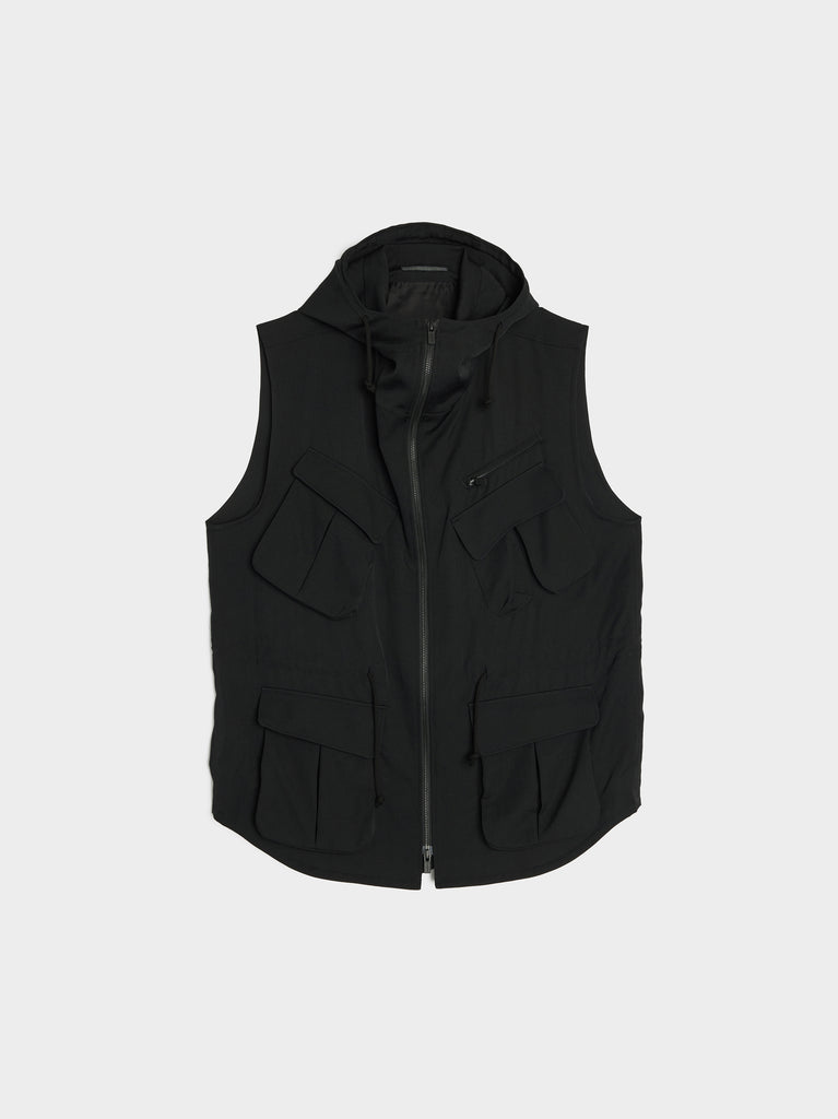 UJOH ジレベスト　U781-V01-100 Wrinkle Gabardine Hooded Vest | Yohji Yamamoto Pour Homme | 7017 REIGN