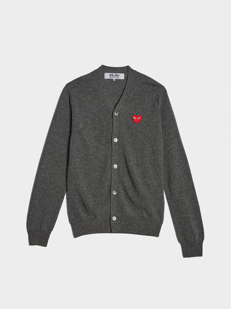 Men Red Heart Play Cardigan | Comme des Garcons Play | 7017REIGN