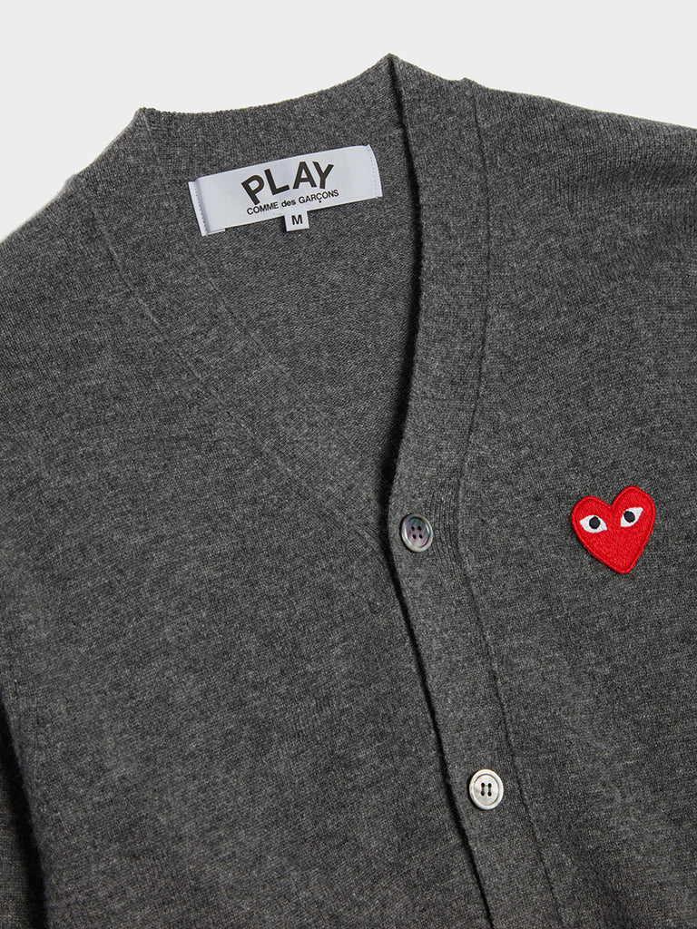 Men Red Heart Play Cardigan | Comme des Garcons Play | 7017REIGN