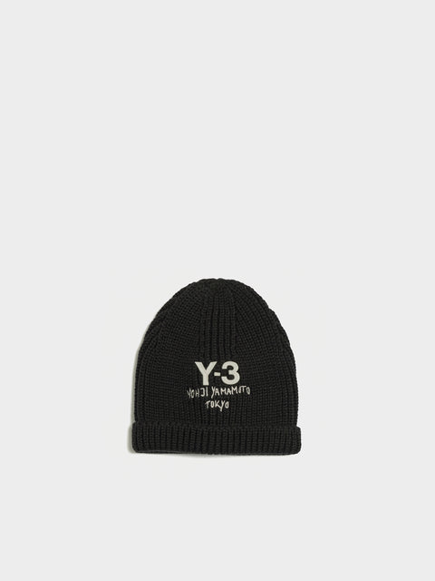 Y-3 Knit Beanie, Black