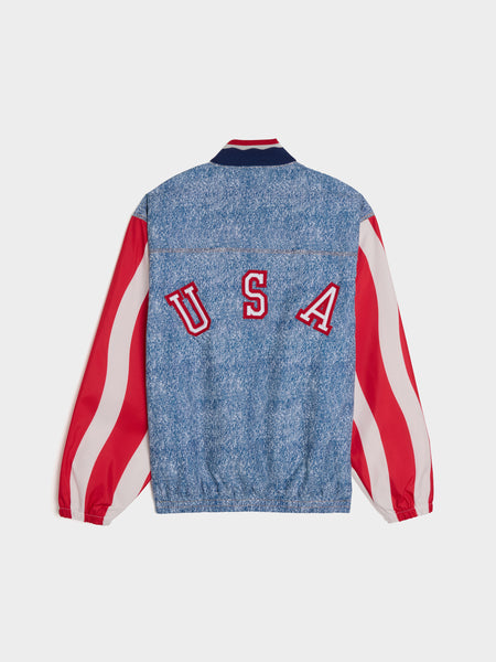 DEN GR Tracksuit Jacket, White / Dark Blue