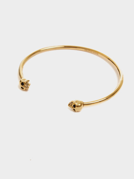 Ottone Thin Twin Skull Bracelet, Gold
