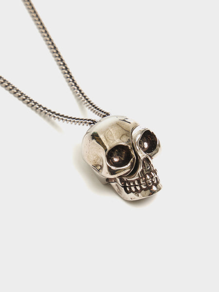 Ottone Divided Skull Pendan Necklace, Silver