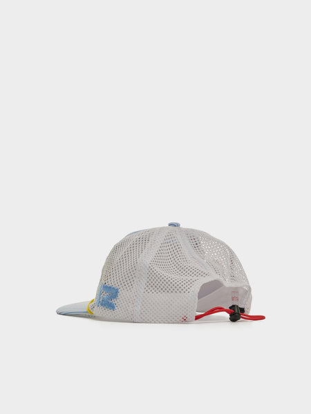 "Hey, I'm Running Over Here" Trucker Hat, Blue Stripe