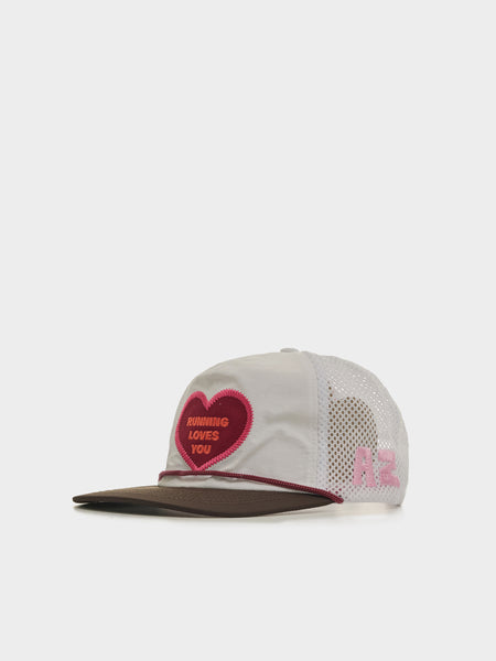 "Running Loves You" Trucker Hat, White