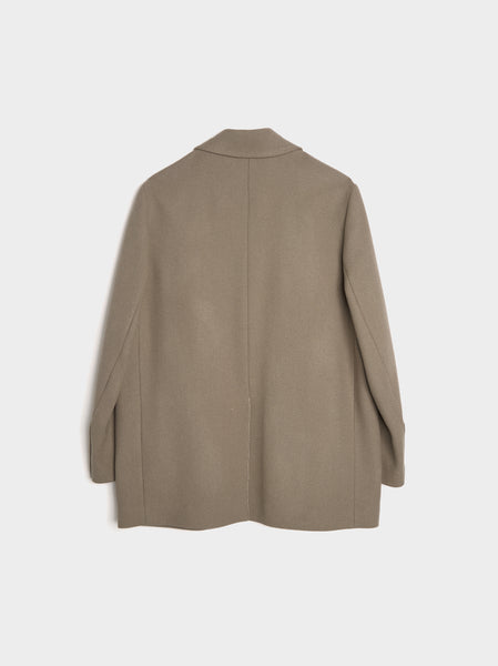 Wool Gabardine Short Coat, Taupe