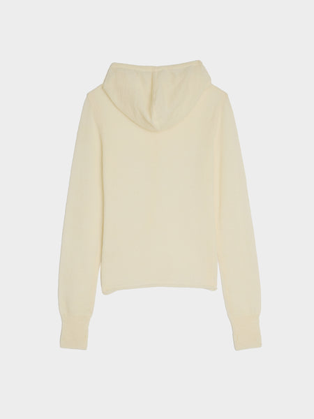 Sheer Hooded Knit, Ivory