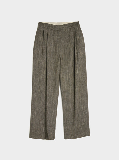 Wool Tweed Wrap Pants, Charcoal