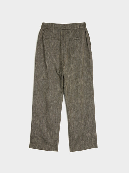 Wool Tweed Wrap Pants, Charcoal