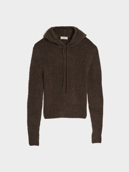 Boucle Hooded Knit, Brown