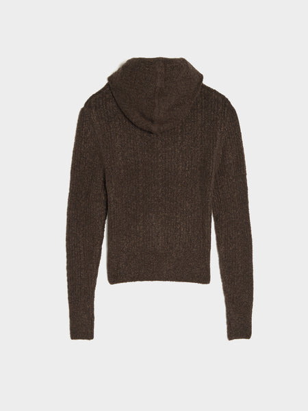 Boucle Hooded Knit, Brown