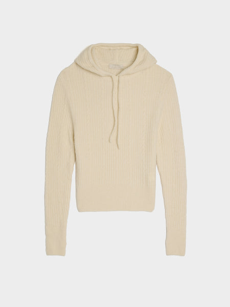 Boucle Hooded Knit, Ivory