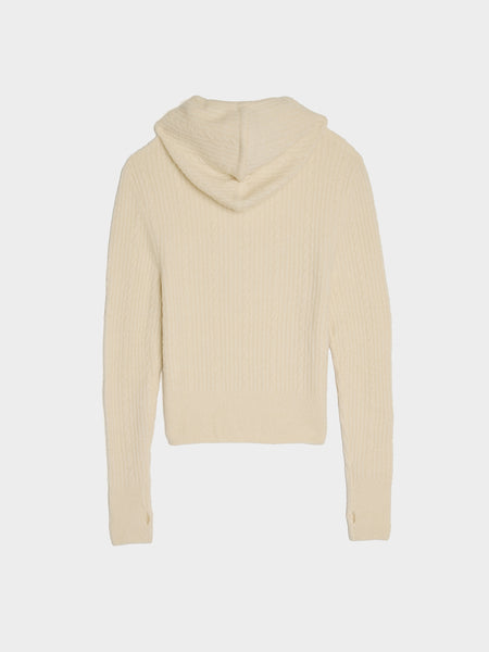 Boucle Hooded Knit, Ivory