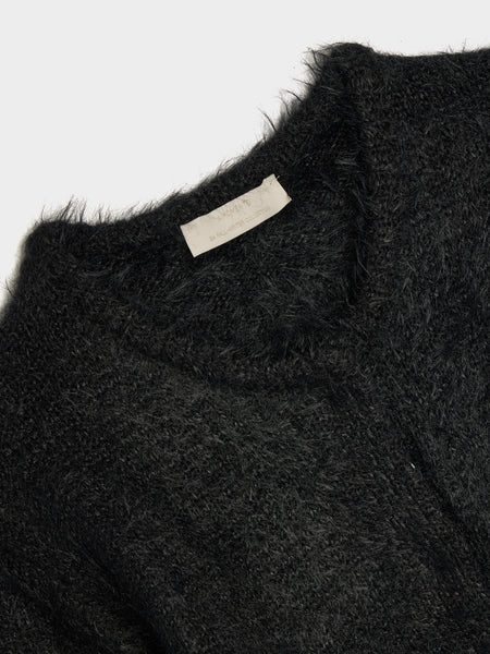 Shaggy Cropped Cardigan, Black