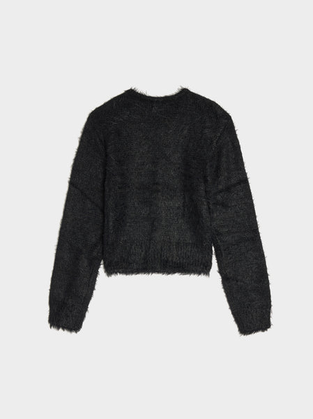 Shaggy Cropped Cardigan, Black