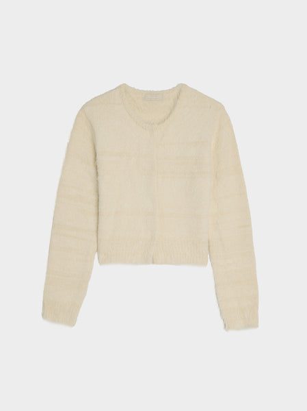 Shaggy Cropped Cardigan, Ivory