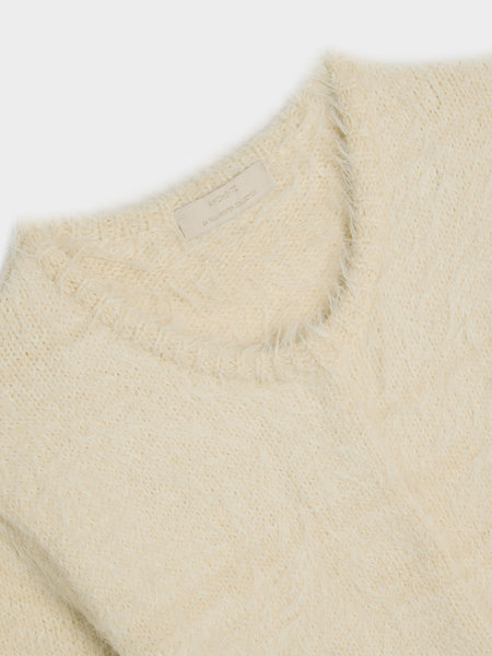 Shaggy Cropped Cardigan, Ivory