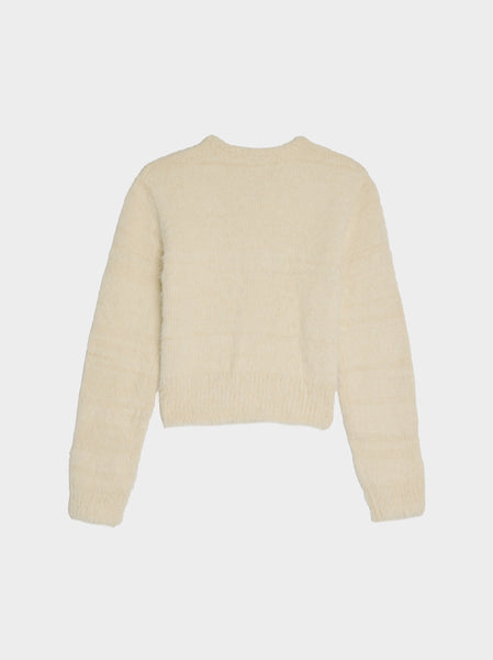 Shaggy Cropped Cardigan, Ivory