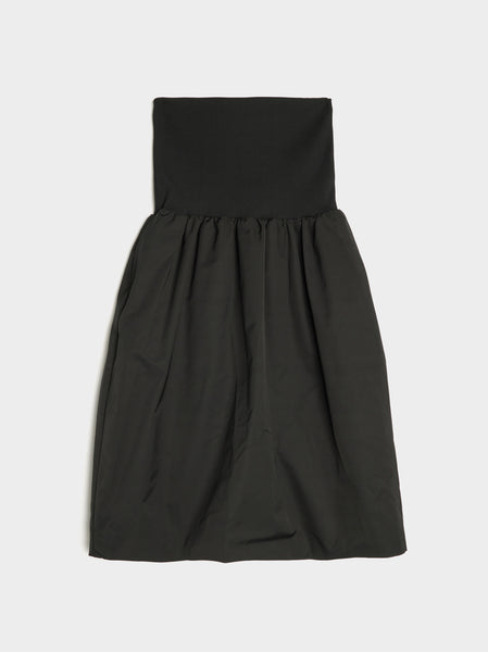 Nylon Shirring Flare Skirt, Black