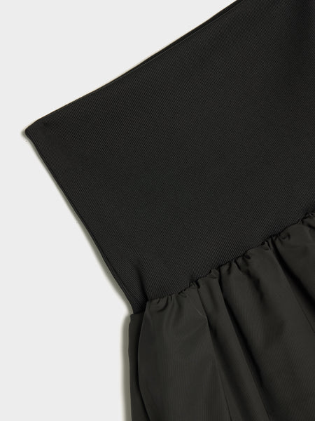 Nylon Shirring Flare Skirt, Black