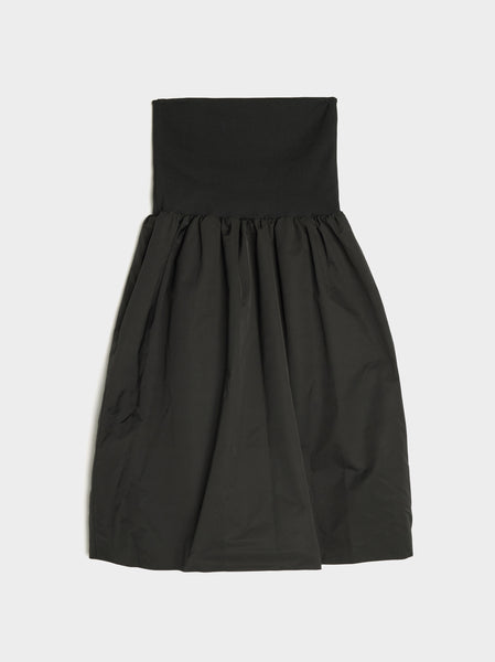 Nylon Shirring Flare Skirt, Black