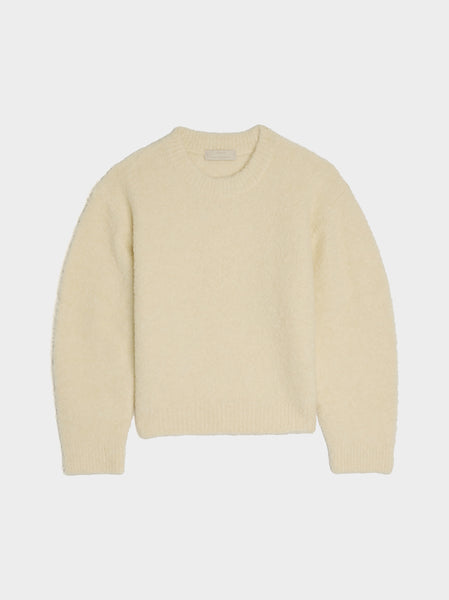 Mix Boucle Crop Knit, Ivory