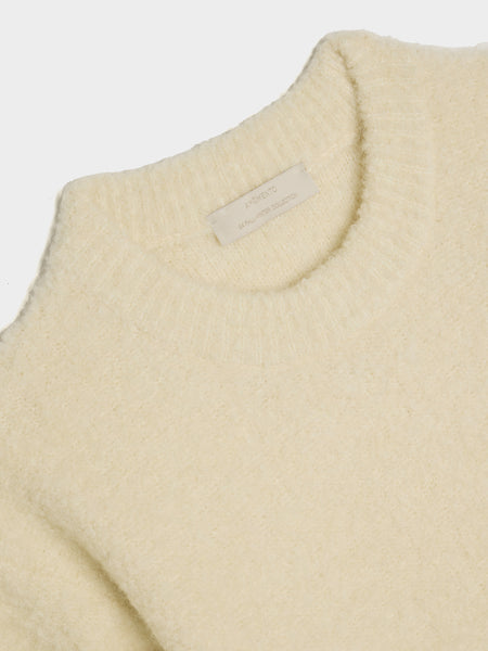 Mix Boucle Crop Knit, Ivory