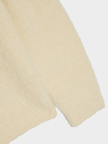 Mix Boucle Crop Knit, Ivory