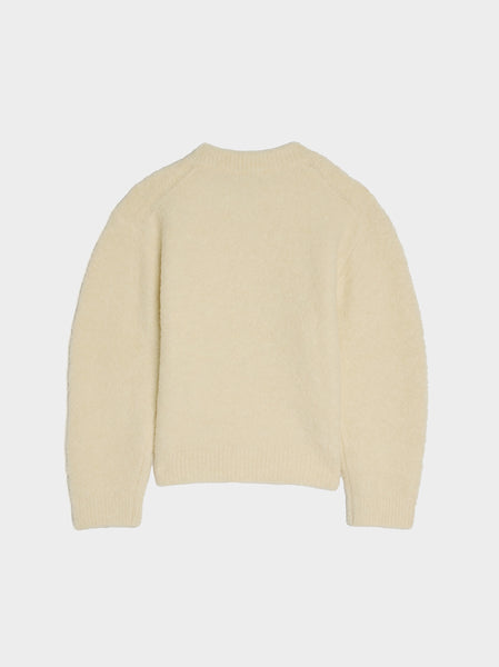 Mix Boucle Crop Knit, Ivory