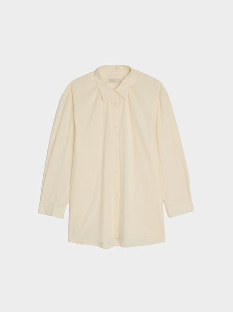 Neck Shirring Oversized Shirts, Ivory