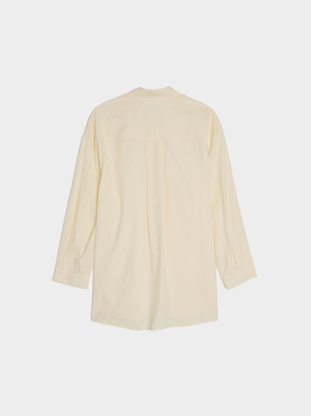 Neck Shirring Oversized Shirts, Ivory