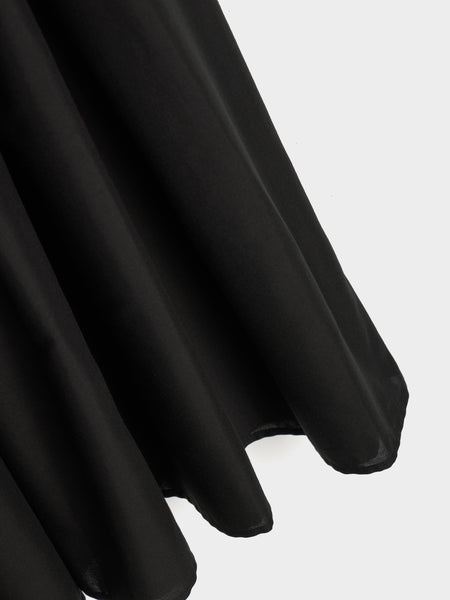 Sheer Shirring Long Dress, Black