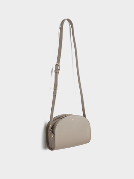 Sac Demi-Lune Embossed Leather, Pearl Grey