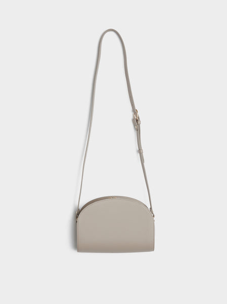 Sac Demi-Lune Embossed Leather, Pearl Grey
