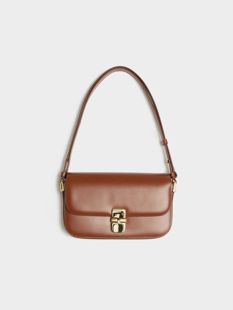 SAC Grace Baguette Smooth Leather, Hazelnut