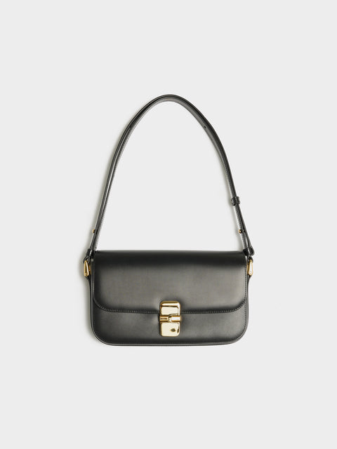 SAC Grace Baguette Smooth Leather, Black