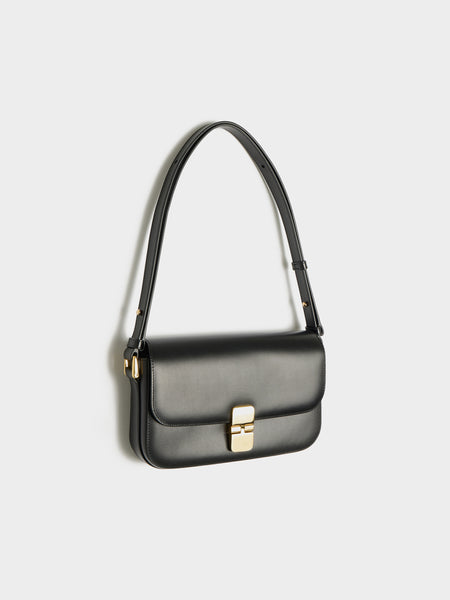 SAC Grace Baguette Smooth Leather, Black