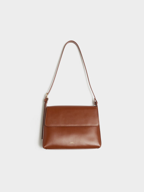 SAC Virginie Flap Smooth Leather, Hazelnut