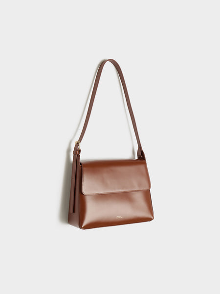 SAC Virginie Flap Smooth Leather, Hazelnut