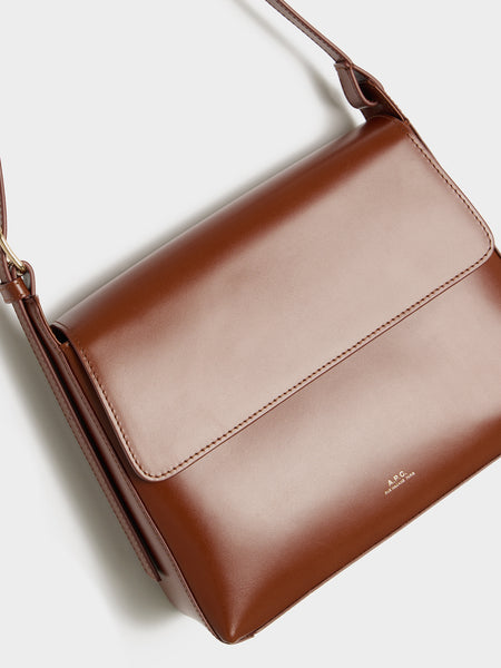 SAC Virginie Flap Smooth Leather, Hazelnut