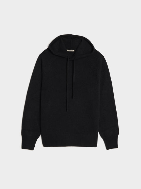 Baby Cashmere Knit Hoodie, Top Black