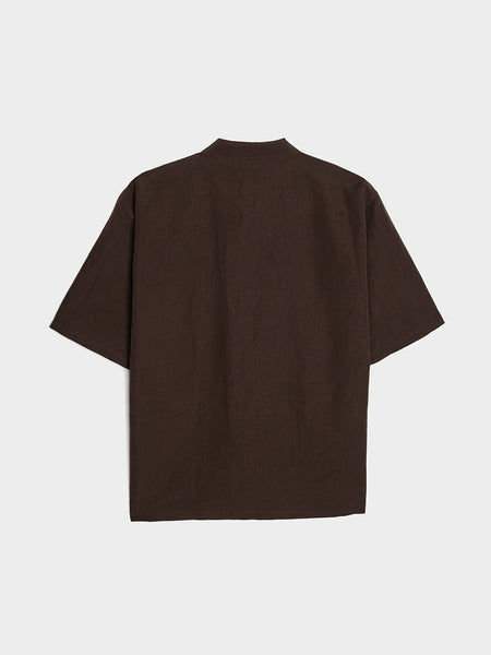 High Density Finx Linen Weather Shirt, Dark Brown