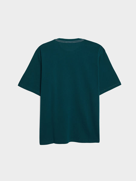 Cotton Mesh Dyed Tee, Dark Green