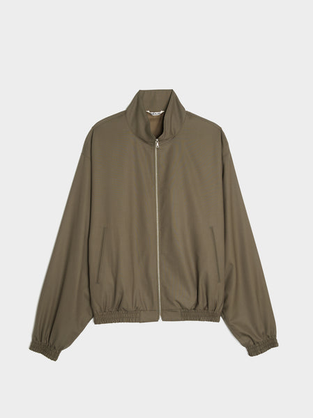 Super Fine Tropical Wool Zip Blouson, Dark Khaki